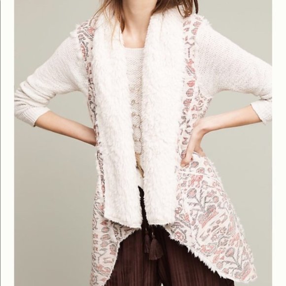 Hei Hei Jackets & Blazers - Anthro Hei Hei Jacquard Shearling Lined Vest, XS